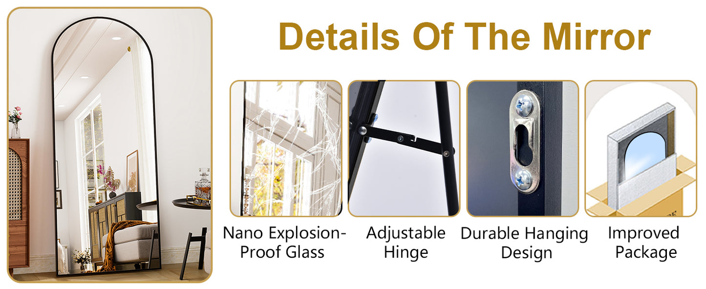 Harrispure Modern Full Length Glass Mirror With Aluminum Alloy Frame