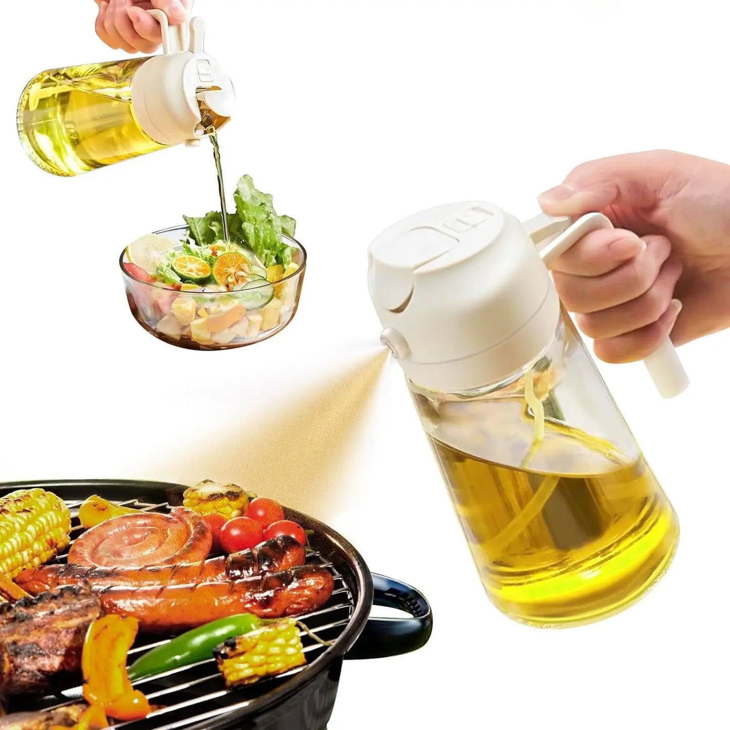 Oil Sprayer Dispenser 2 In 1 Olive Oil Bottle Kitchen