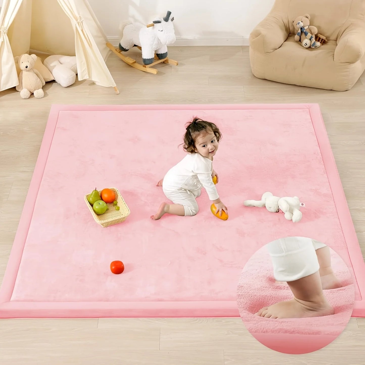 PaPaMat Memory Foam Playpen Mat Non-Slip Soft Velvet Kids Rug
