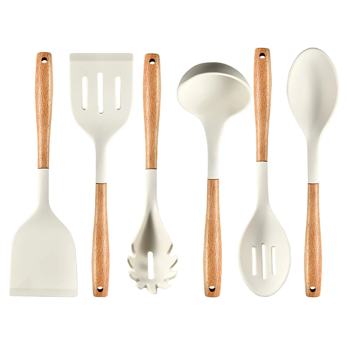 HELOTIC Silicone Kitchen Utensil Set Six To Seven Pieces With Storage Stand