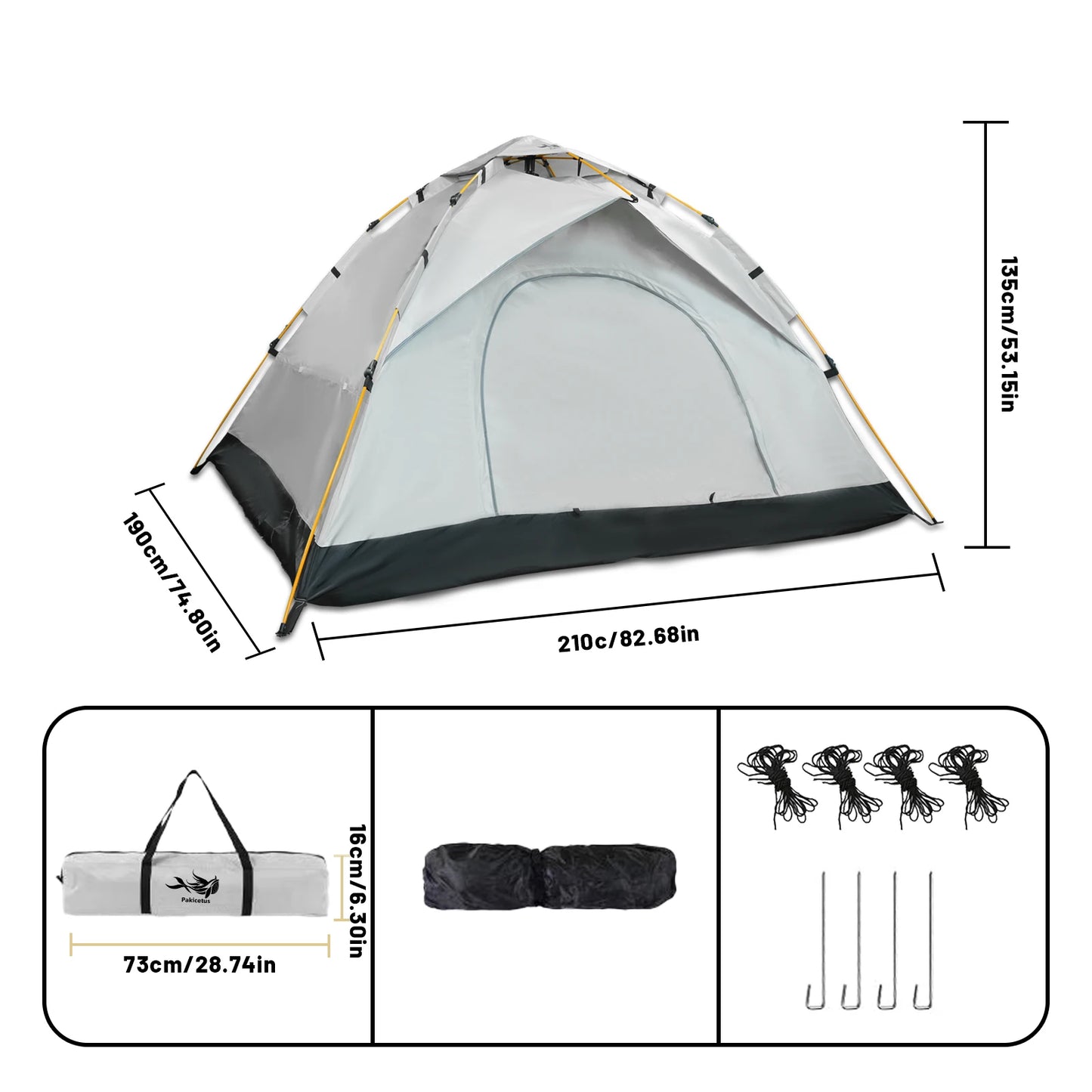 Pakicetus Windproof Camping Tent For Families Easy Setup