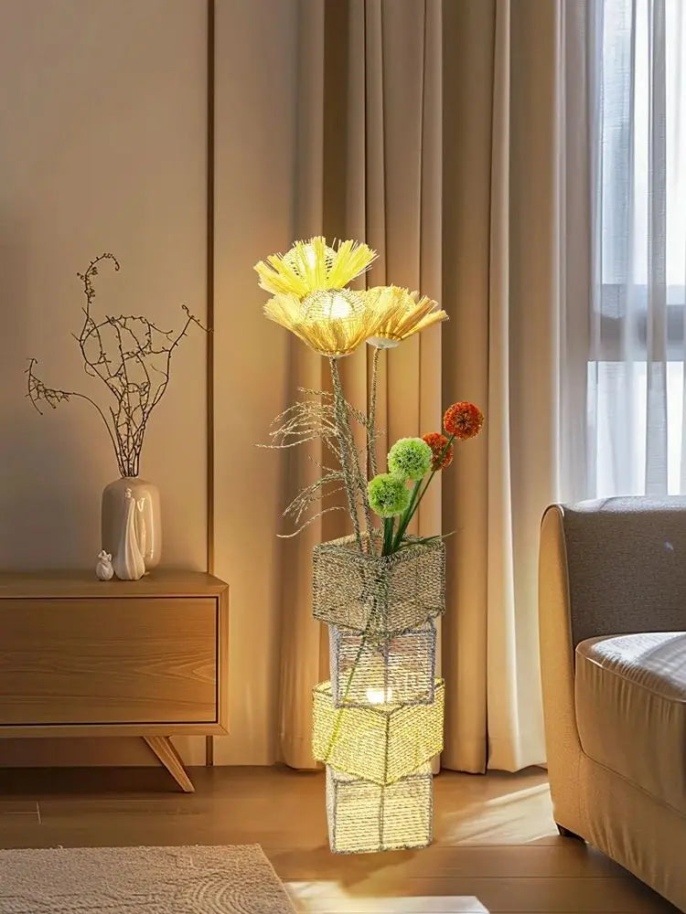 Vrygle Handwoven Floor Lamp and Reading Light for Bedroom