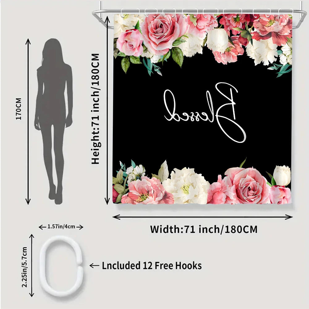 Craft of Weaving Bright Flower Bathroom Waterproof Shower Curtain Kit