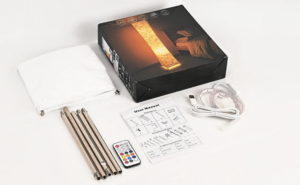 Modern Slim RGB LED Floor Lamp with Dimmable Remote Control
