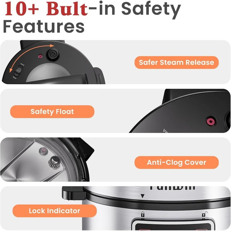 8QT Electric Pressure Cooker Max 1200W Fast Cooking 12-in-1 Multi-Use Programmable with Ceramic Non-Stick Pot for Saute Slow Co