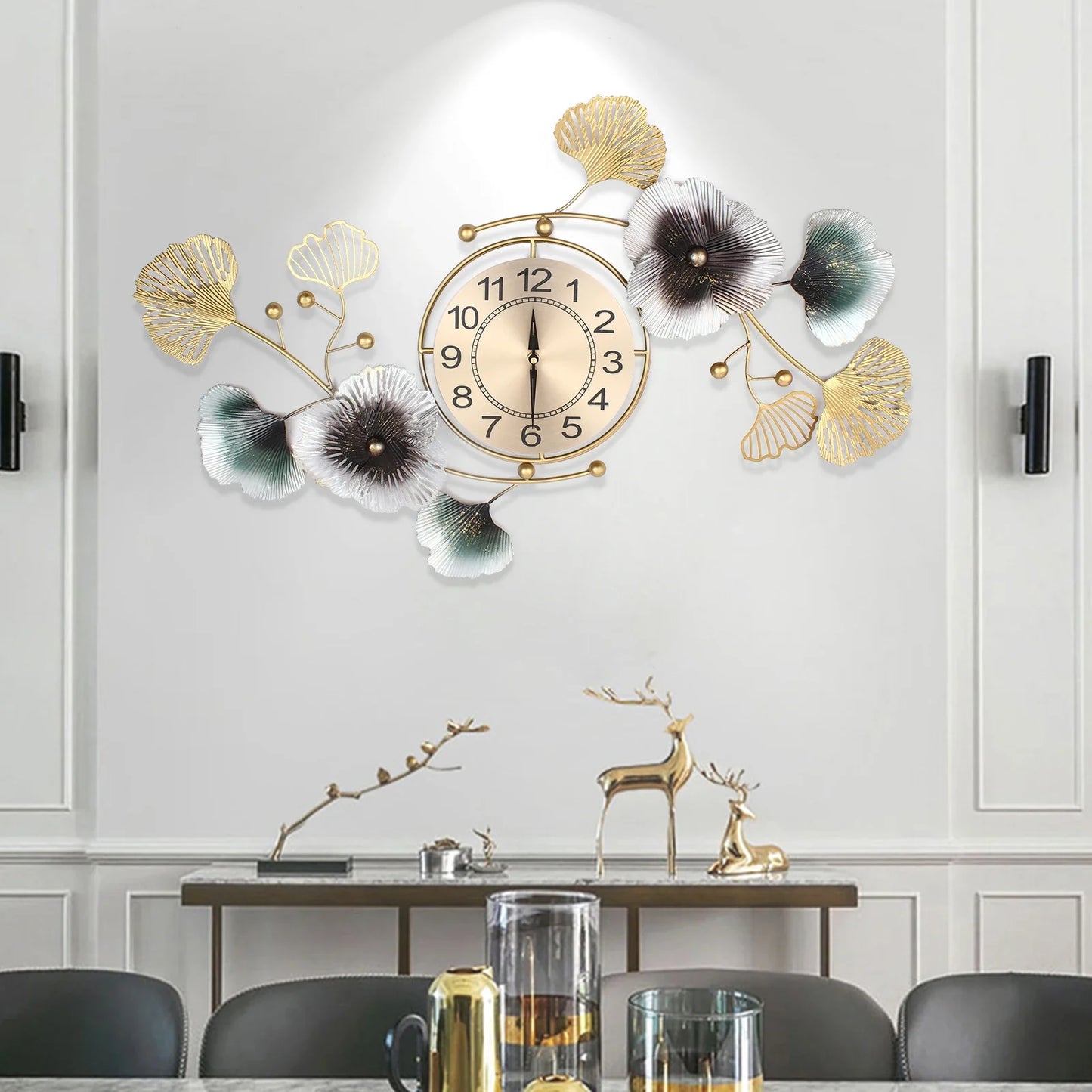 Silent Movement Wall Clock with Nordic Design and Metal Hands