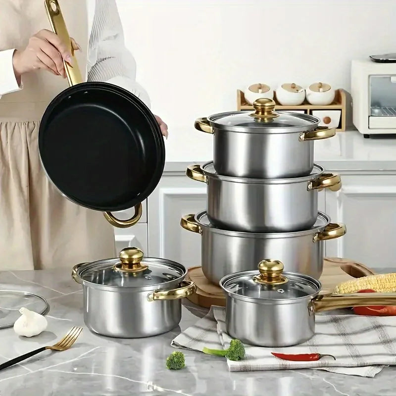 Nonstick Stainless Steel Fry Pan Set Induction Cookware Skillets