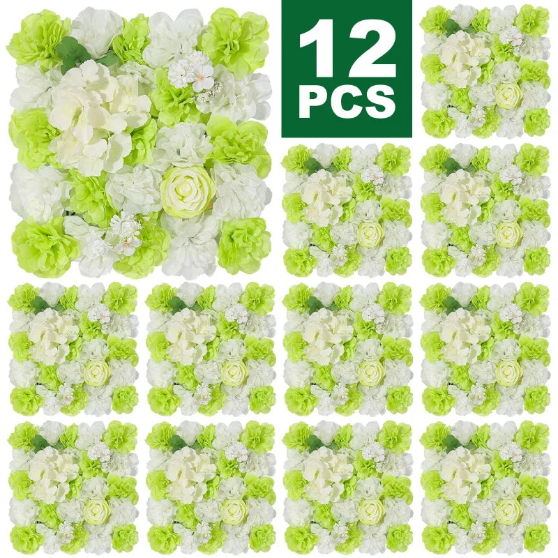 RUEESEECN 12Pcs Artificial Roses Wall Panel 3D Backdrop