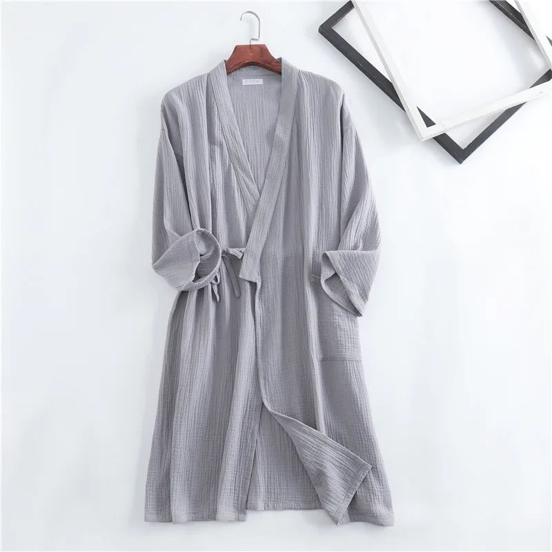 Cloud Cotton Story Japanese Kimono Bathrobe for Couples Sleepwear Crepe