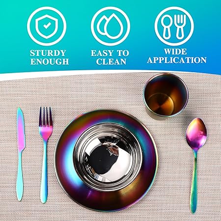 BONJEAN 36 Piece Stainless Steel Camping Tableware Set
