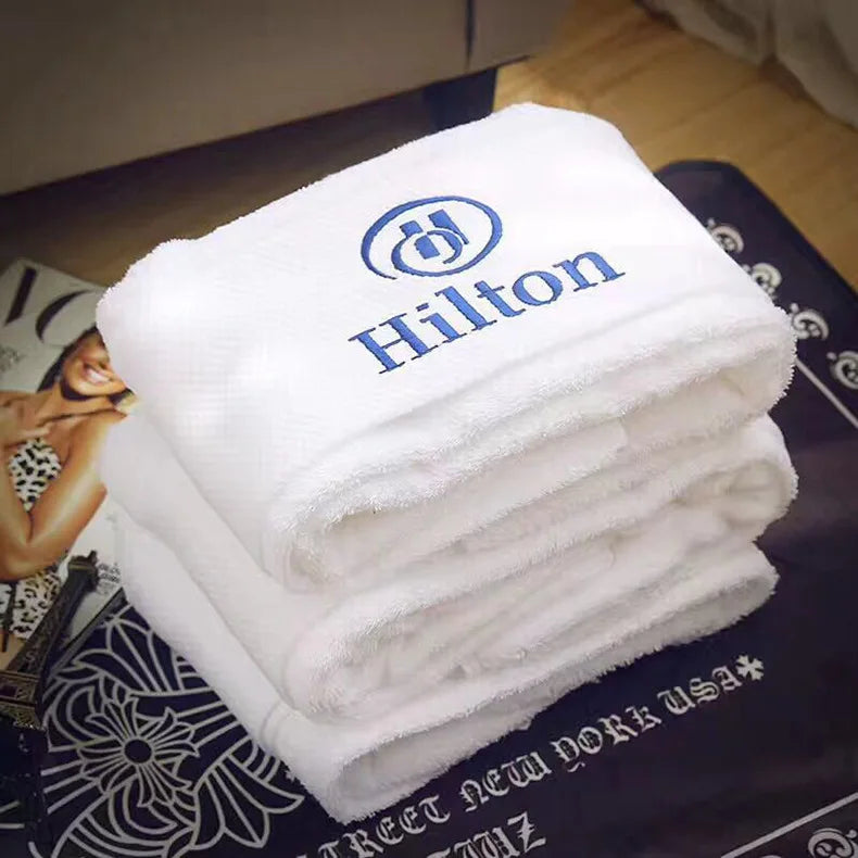 100% Cotton White Face Towel for Hotel Custom Embroidery Bath Towel Personalized Customized Beach Towel Corporate Gift With Logo