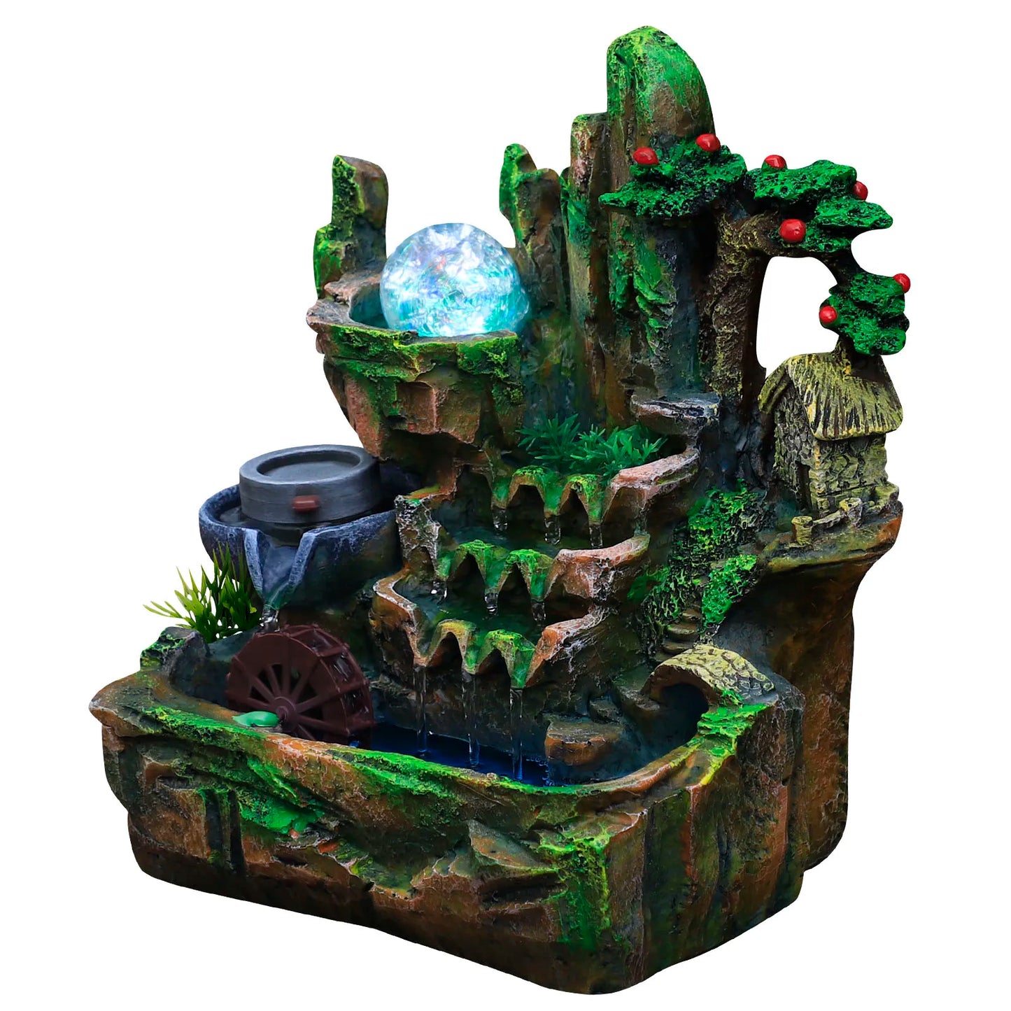 Feng Shui Desktop Water Fountain With Color Changing LED Lights