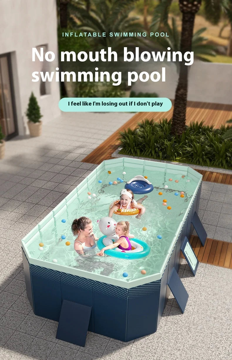 Inflatable-Free Swimming Pool No-Installation Water Play Pool Thickened Wear-Resistant Foldable Bathing Pool Outdoor Large Pool