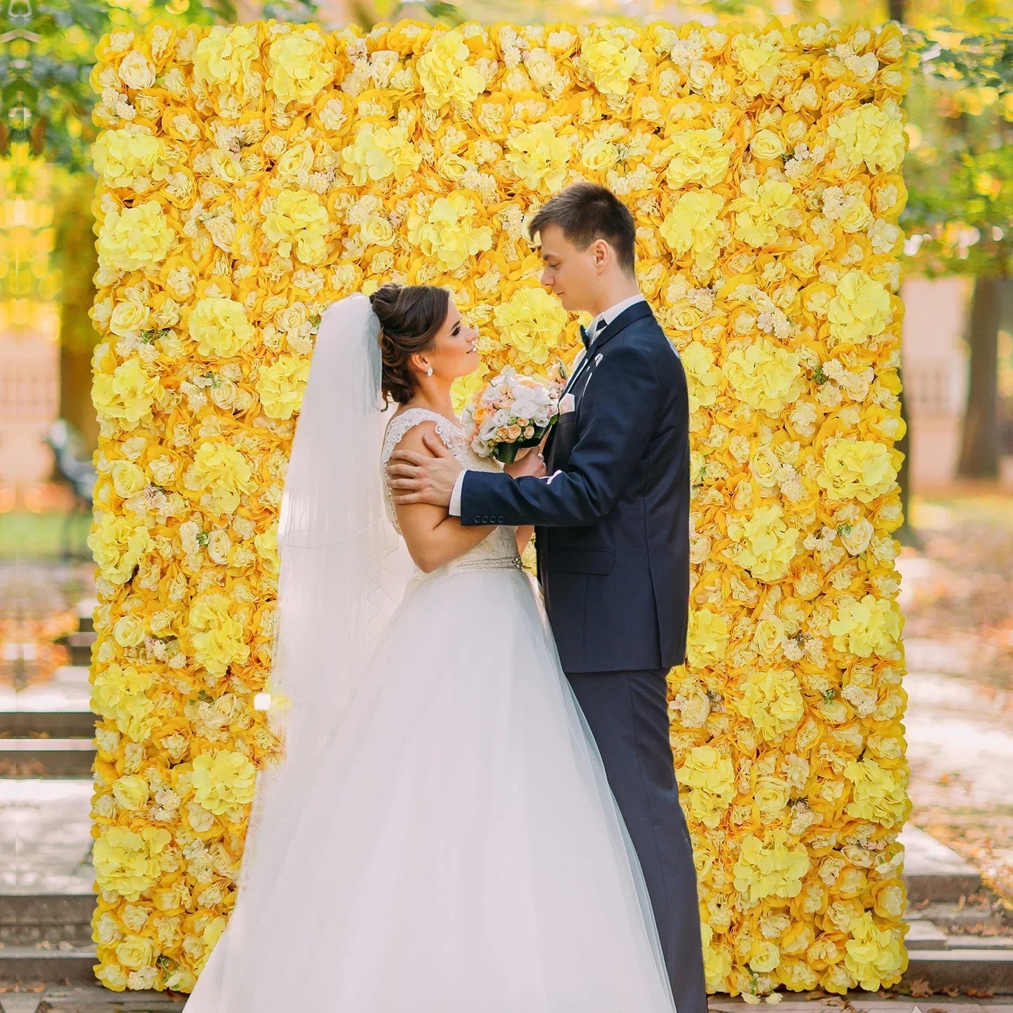 RUEESEECN 12Pcs Artificial Roses Wall Panel 3D Backdrop