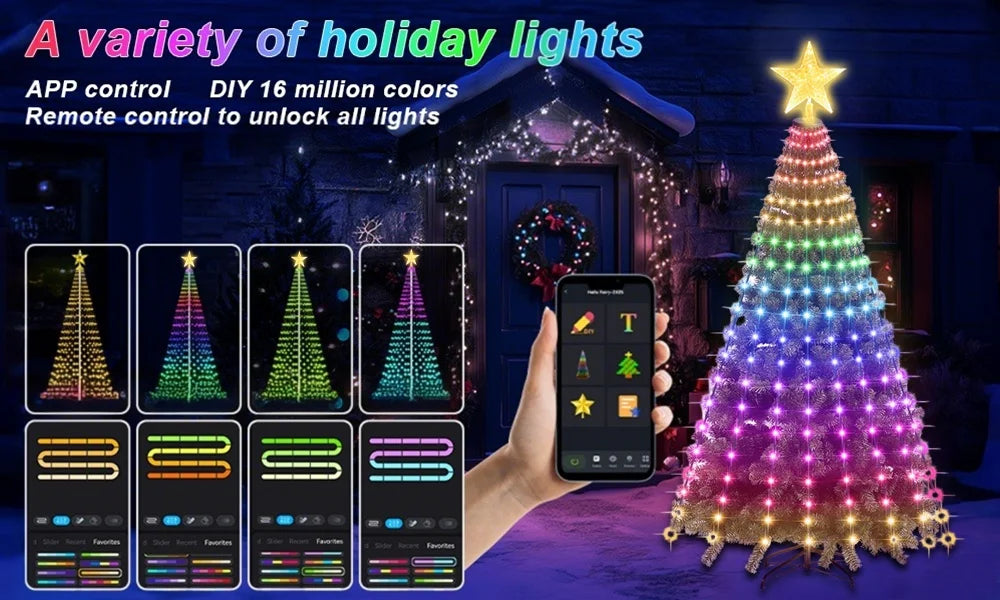 MIMIRGB Smart Christmas Tree Lights With App Control MusicSync IP67