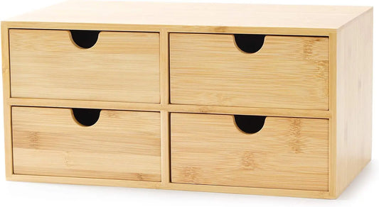 Mini Desktop Drawer Organizer - 4 Drawer Storage Box for Office Home Toiletries, No Assembly Required
