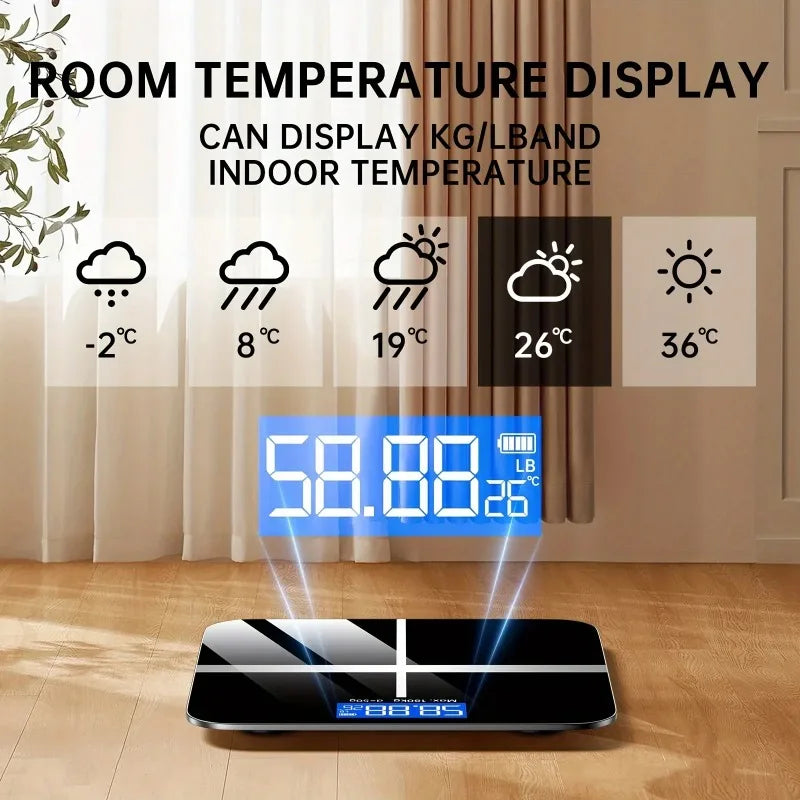 Premium Digital Bathroom Scale 396lb Capacity, High-Precision LCD Display, Ultra-Wide Platform, Room Temperature Sensor