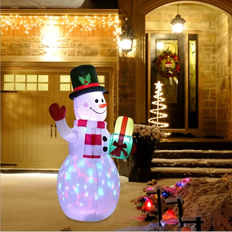 Inflatable Christmas Snowman with Built-in LED Lights for Outdoor Decorations