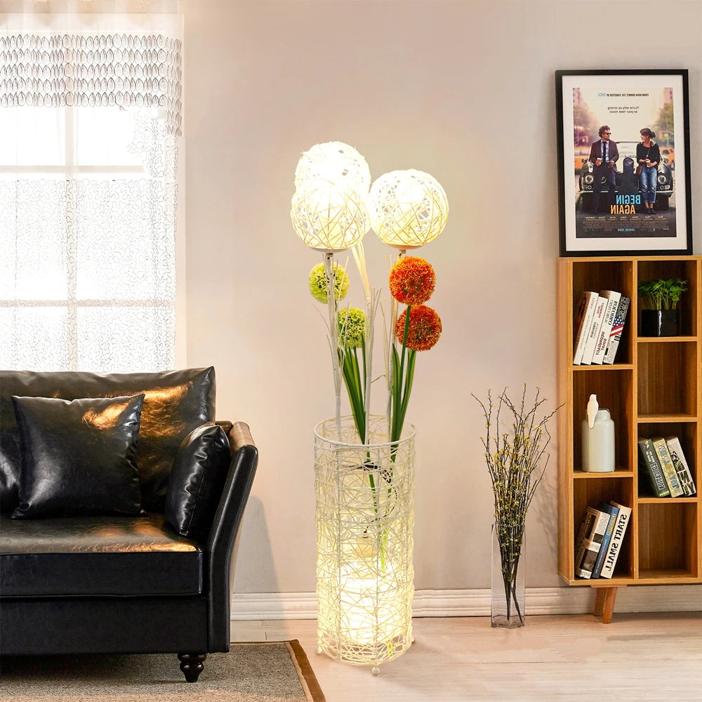 Vrygle Handwoven Modern Floor Lamp for Living Room and Bedroom