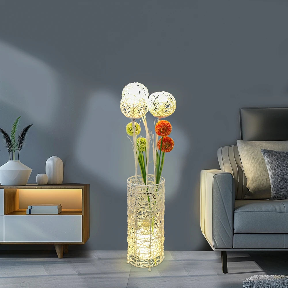Vrygle Handwoven Modern Floor Lamp for Living Room and Bedroom