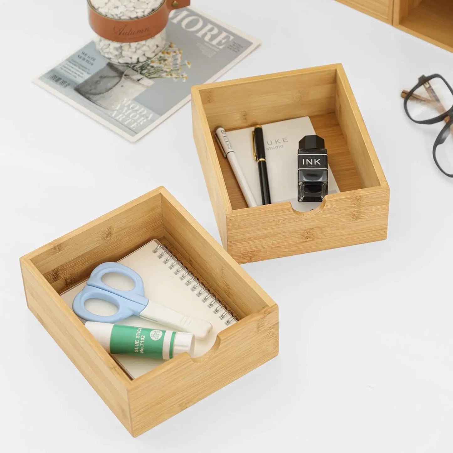 Mini Desktop Drawer Organizer - 4 Drawer Storage Box for Office Home Toiletries, No Assembly Required