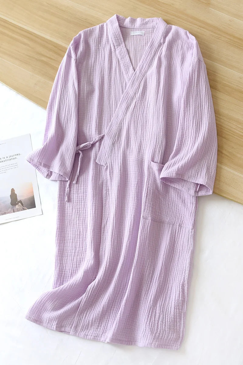 Cloud Cotton Story Japanese Kimono Bathrobe for Couples Sleepwear Crepe