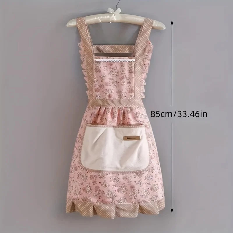 Canvas Floral Hooded Apron Waterproof Oil Resistant Workwear