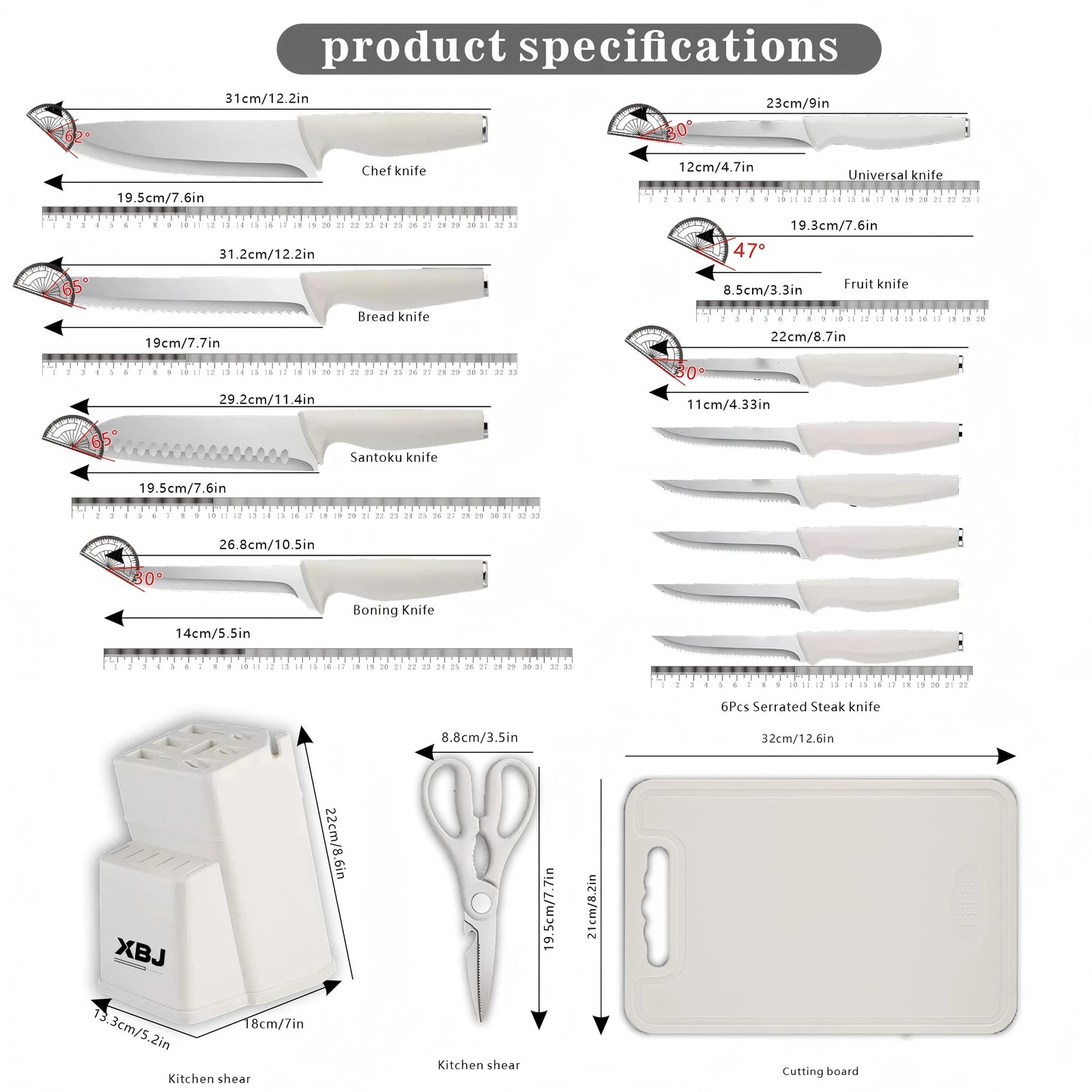 Stainless Steel 15-Piece Kitchen Knife Set With Holder And Storage