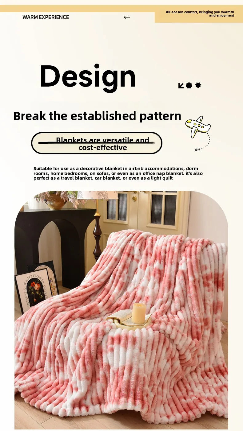 Flannel Blanket Queen Size Spring Autumn Warm Blankets for Bedgradient Color Soft Plush Sofa Throw Blanket