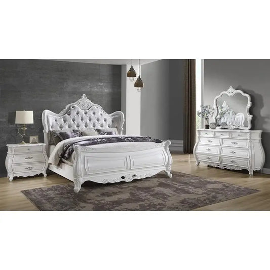 Modern Bedroom Set In Wood Finish With Coordinating Nightstands