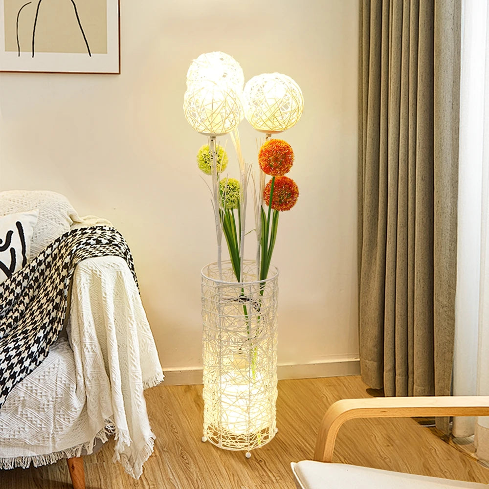 Vrygle Handwoven Modern Floor Lamp for Living Room and Bedroom