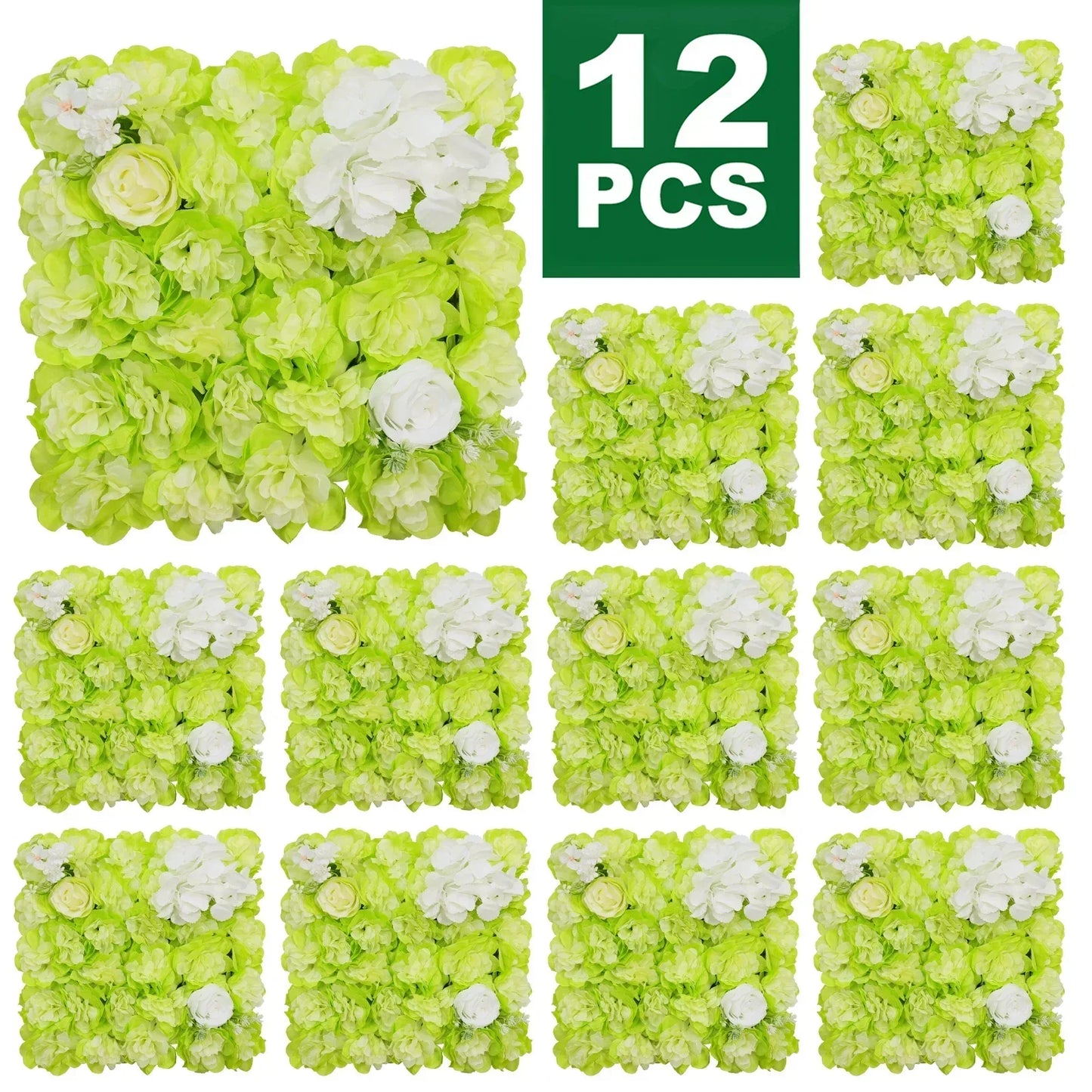 RUEESEECN 12Pcs Artificial Roses Wall Panel 3D Backdrop