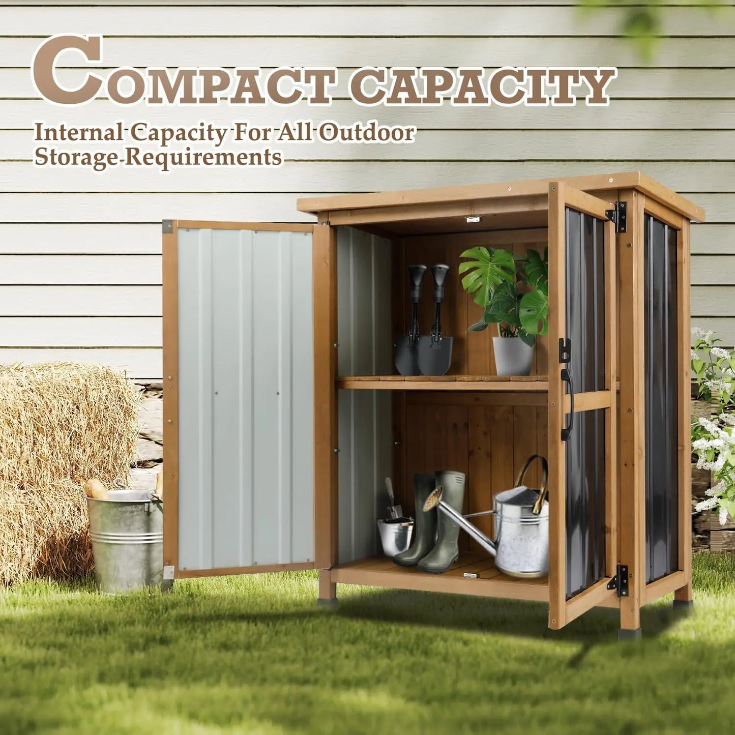Petscosset Outdoor Storage Shed, Garden Storage Cabinet