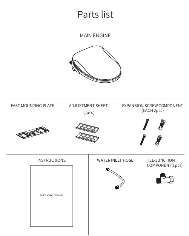 BAIHUAN Smart Bidet Toilet Seat With Remote And Light