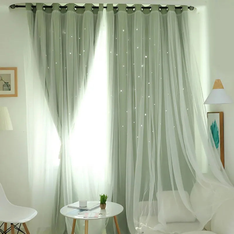 Guangdong Blackout Curtains For Bedroom And Living Room Star Cut Out Decor