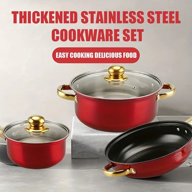 Stainless Steel Non-Stick Cookware Set For Kitchen Use