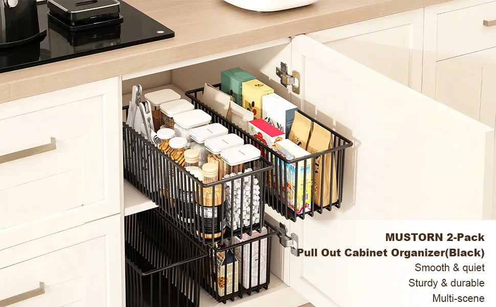 TWISTER Cabinet Pull Out Organizer 2 Pack Slide Out Drawers