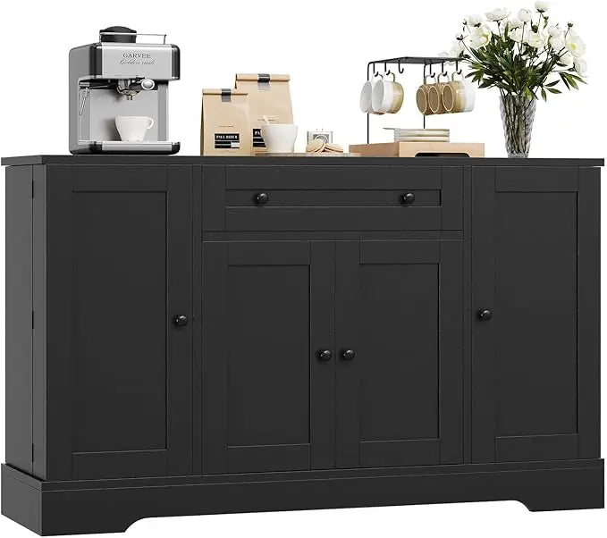 Modern Sideboard Buffet Cabinet with Storage, 55 in Wood Coffee Bar Cabinet with Drawer, Shelves & Door Shelves, for Kitchen