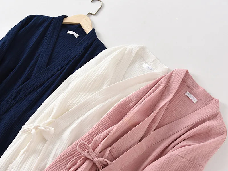 Cloud Cotton Story Japanese Kimono Bathrobe for Couples Sleepwear Crepe