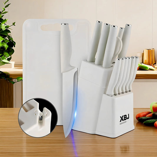 Stainless Steel 15-Piece Kitchen Knife Set With Holder And Storage