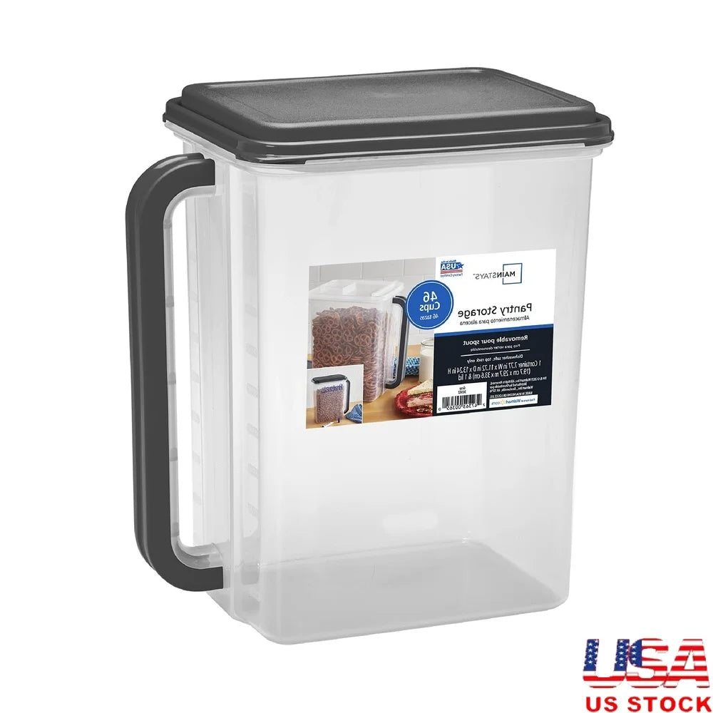 BPA Free Plastic Stackable Kitchen Canister with Handle and Pour Spout