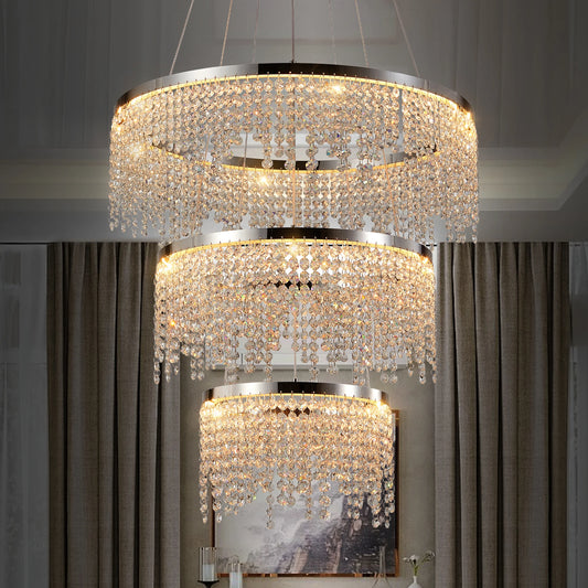 Crystal Chandelier LED Pendant Light With Adjustable Color Temperature