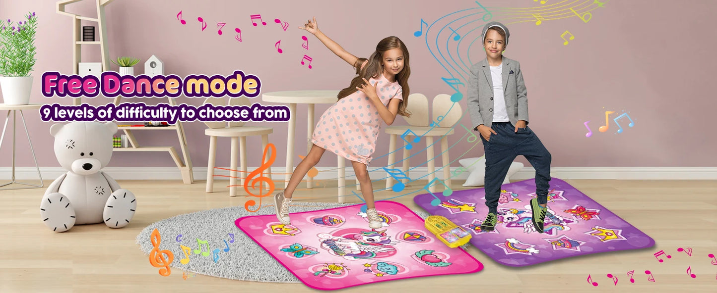 VATOS Unicorn Dance Mat 9 Level Dancing Game For Kids Indoor Outdoor