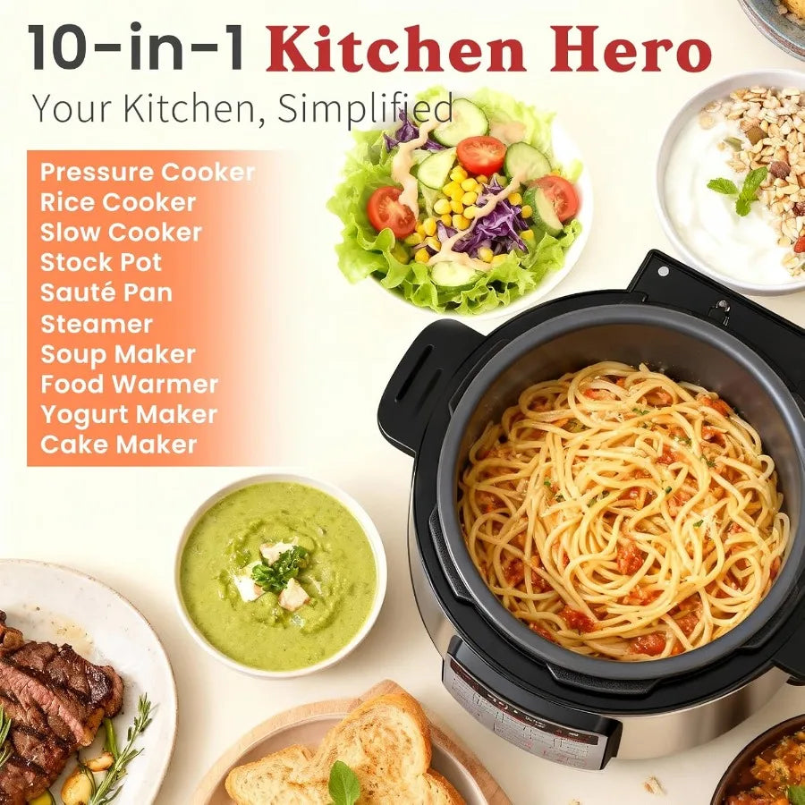 8QT Electric Pressure Cooker Max 1200W Fast Cooking 12-in-1 Multi-Use Programmable with Ceramic Non-Stick Pot for Saute Slow Co