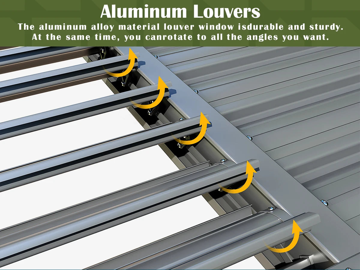 VIWAT 10x12/10x20FT Louvered Pergola Aluminum Frame Waterproof Roof All Weather Rust-Resistant Gazebo for Backyard Patio