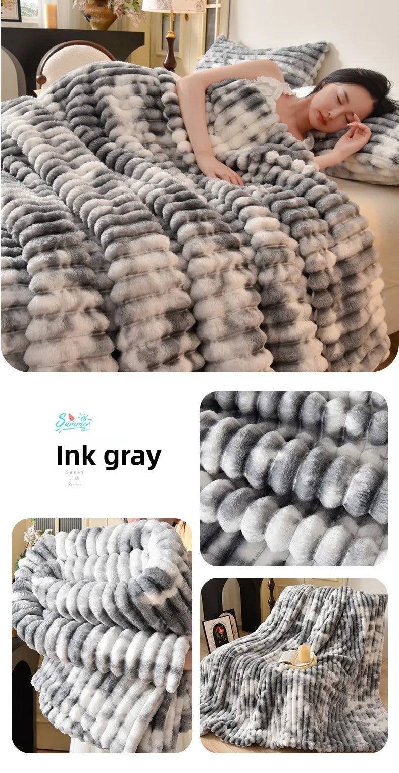 Flannel Blanket Queen Size Spring Autumn Warm Blankets for Bedgradient Color Soft Plush Sofa Throw Blanket