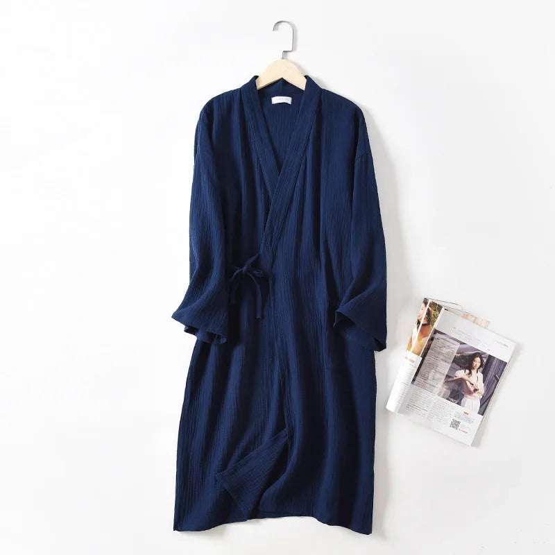 Cloud Cotton Story Japanese Kimono Bathrobe for Couples Sleepwear Crepe