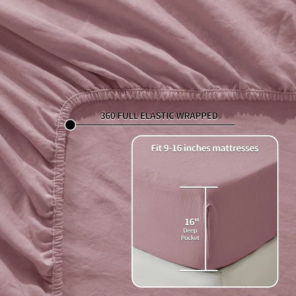 100 Percent Linen Sheet Set All Season Natural Flax Bedding