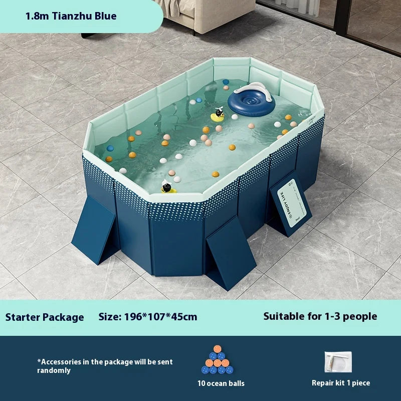 Inflatable-Free Swimming Pool No-Installation Water Play Pool Thickened Wear-Resistant Foldable Bathing Pool Outdoor Large Pool