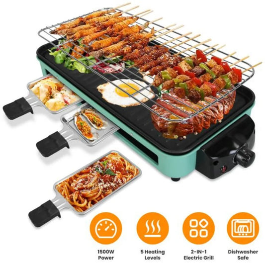 1500W Electric Indoor Grill 2 In 1 With Removable Plate